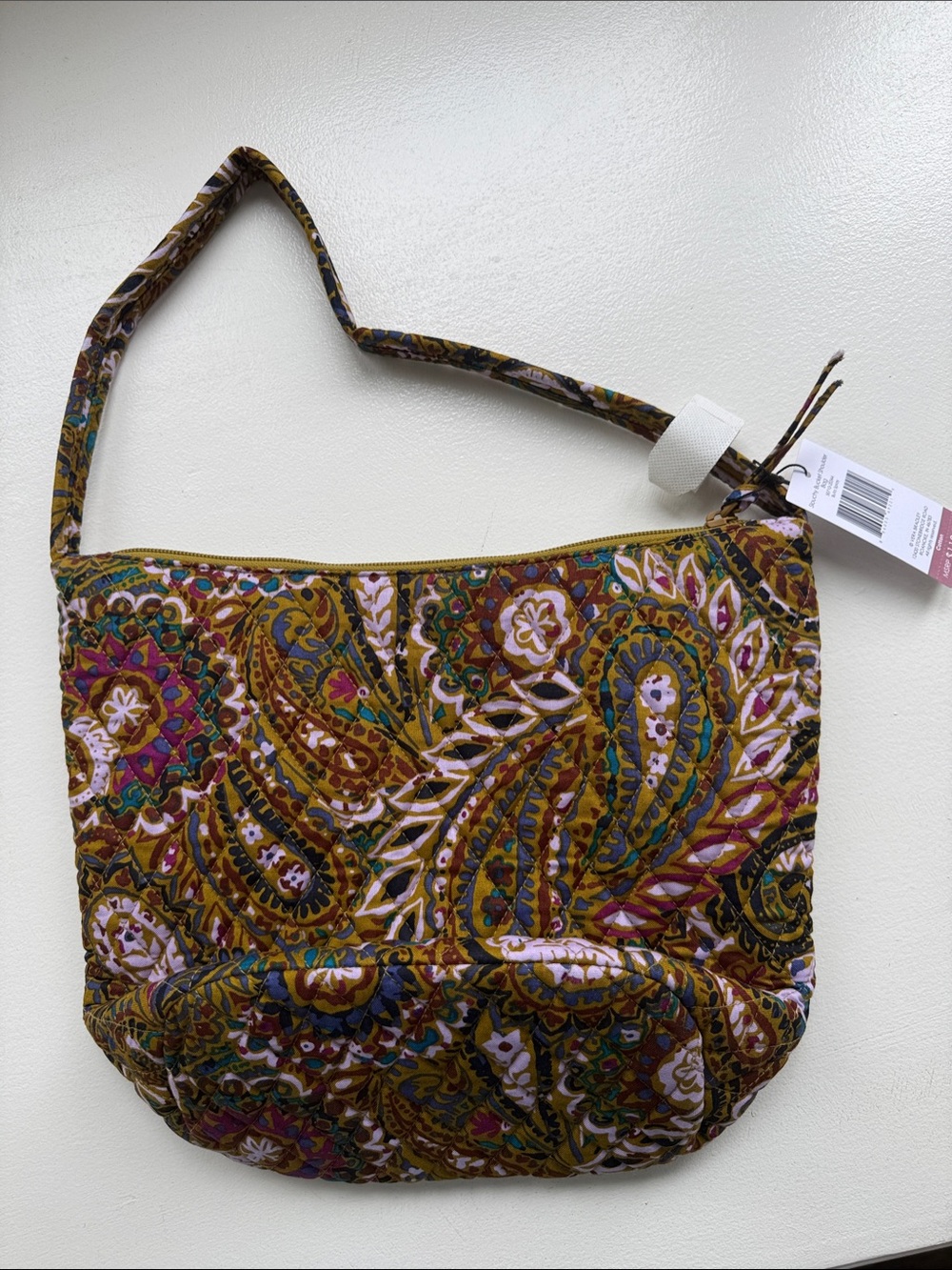 Vera Bradley Mustard Paisley Quilted Shoulder Bag